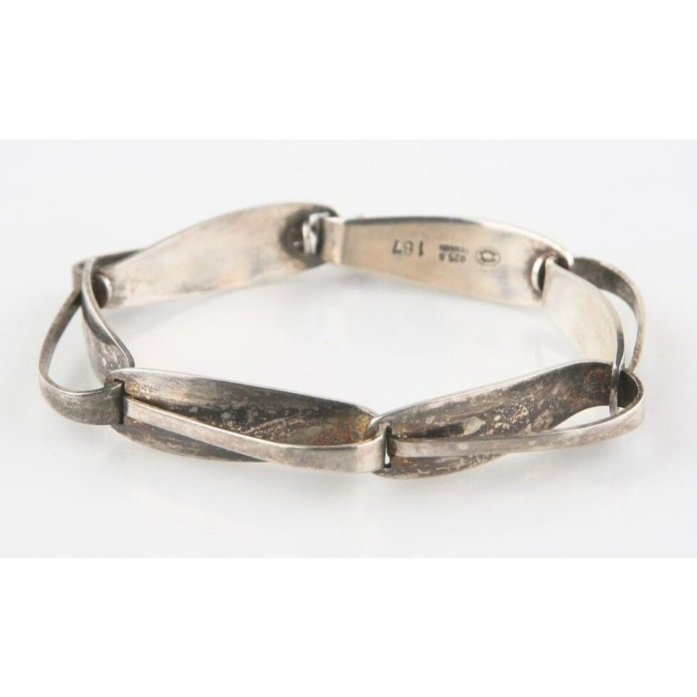 Georg Jensen Rare Vintage Modernist Sterling Silver Bracelet #187 Nice Patina